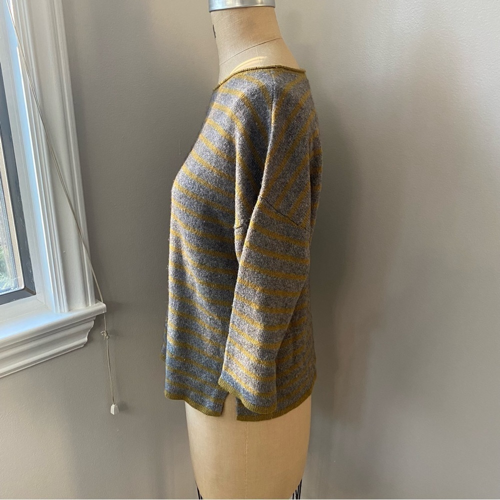 Eileen Fisher Women’s Yak & Lambswool Yellow Green & Gray Boxy Sweater Sz M - Picture 5 of 15